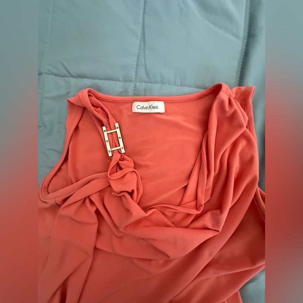 Calvin Klein Coral Drape Neck Blouse - Picture 4 of 7